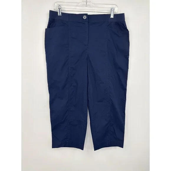 Chico's Casual Cotton Stretch Capri Crop Pant Navy Blue Size 1.5 (10) Medium - Picture 1 of 6